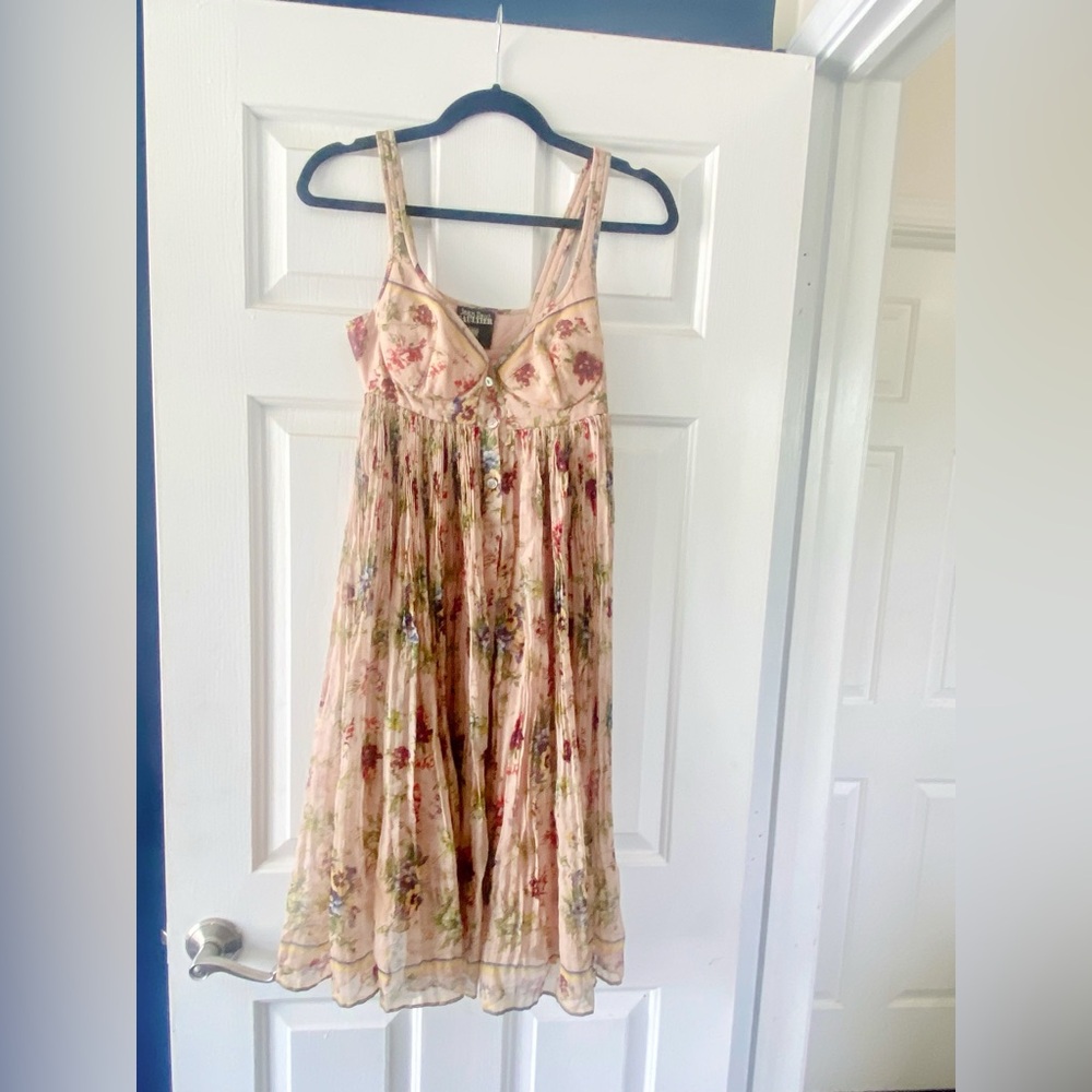 Jean Paul Gaultier Floral Midi Dress - Pink and Cream